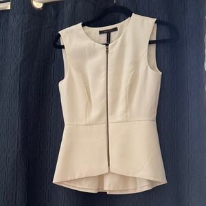 BCBGMaxAzria Cream Zip-Up Blouse
